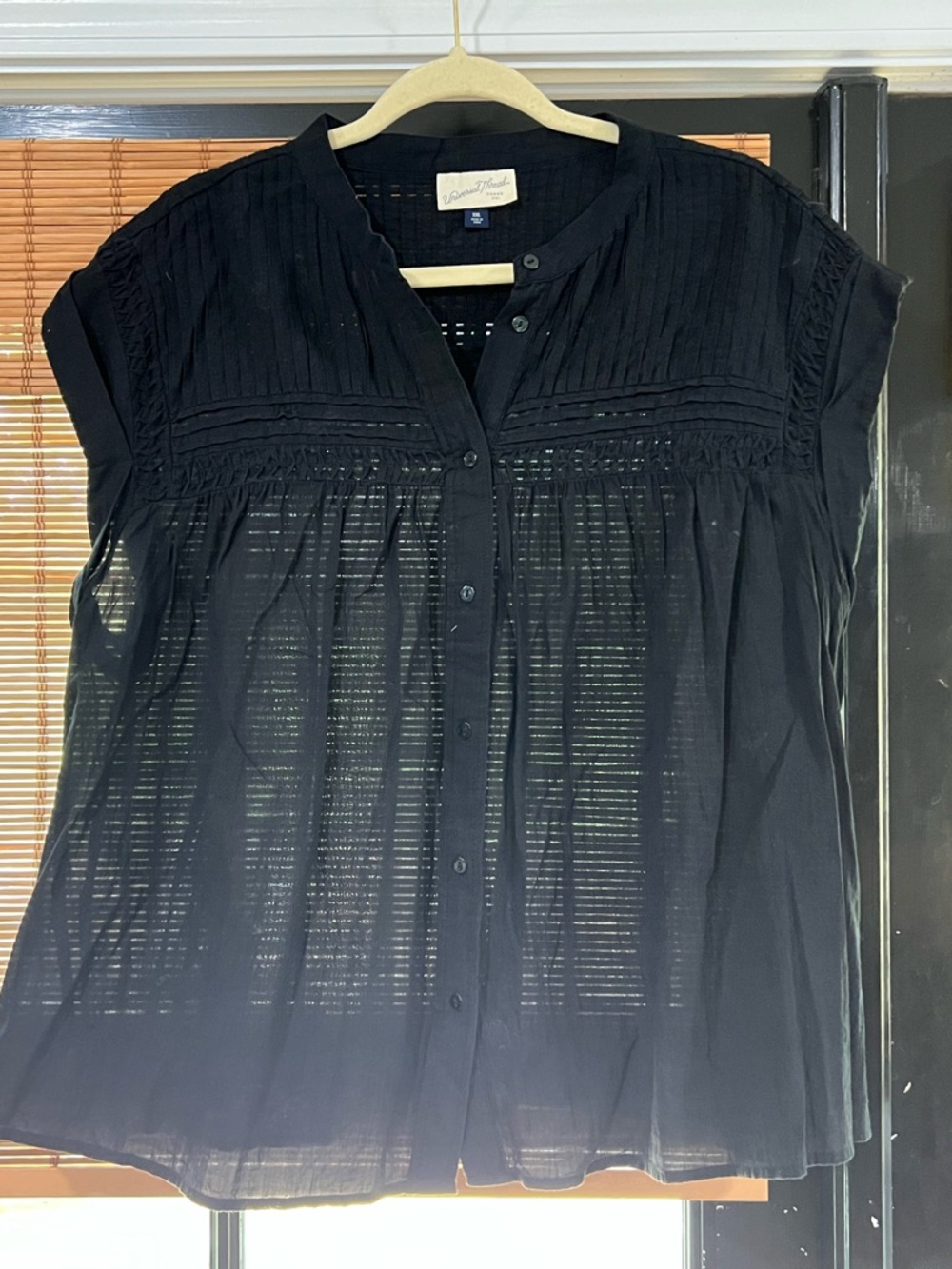 Universal Thread Black Pintuck Button-Down Blouse